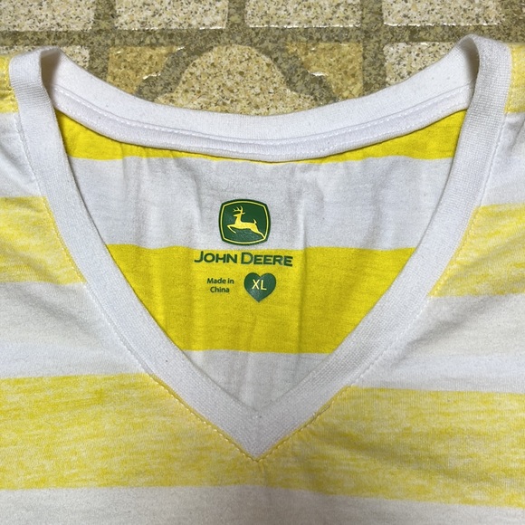 BNWOT John Deere yellow and white striped T-shirt - Picture 8 of 13